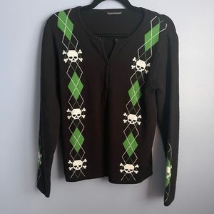 Skull Argyle Cardigan